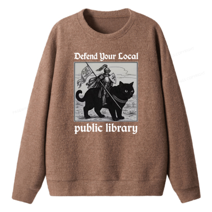 Pagewings Defend Your Local public library Unisex Knit Sweatshirt