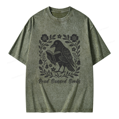 Pagewings Read Banned Books Unisex Washed T-shirt
