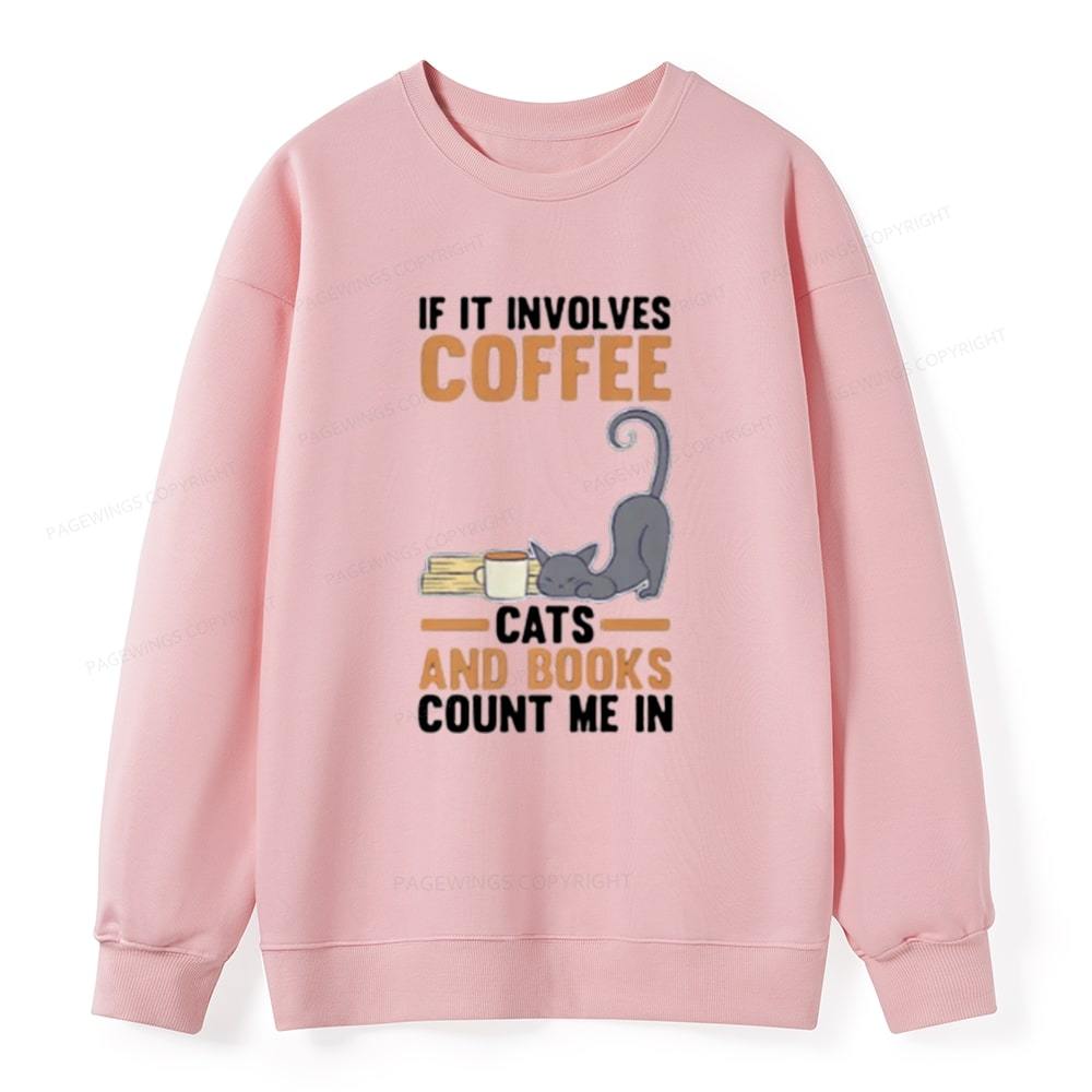 Pagewings Cats Reading Books Coffee T Shirts Unisex Classic Sweatshirt