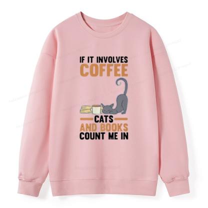 Pagewings Cats Reading Books Coffee T Shirts Unisex Classic Sweatshirt