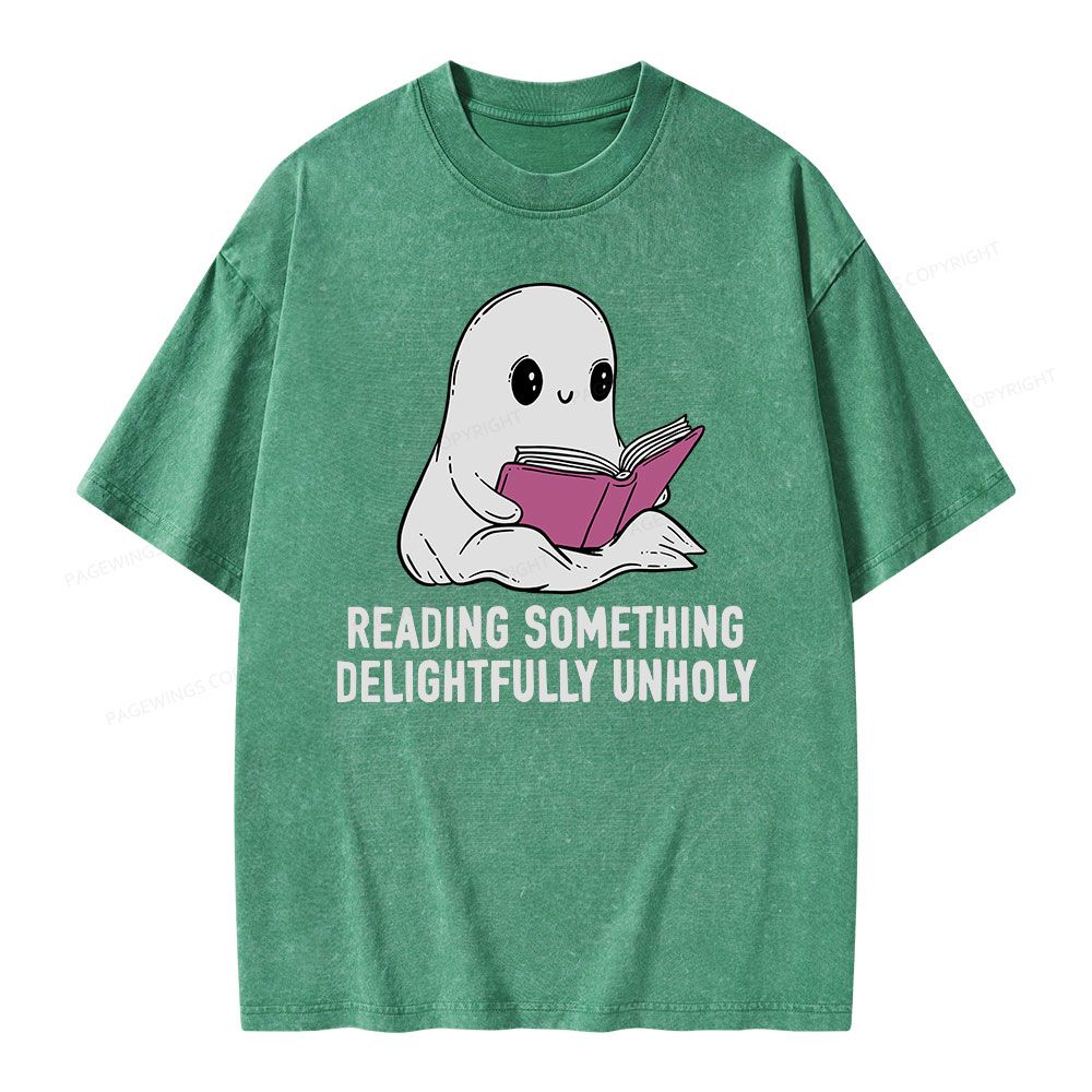 Pagewings reading something delightfully unholy Unisex Washed T-shirt