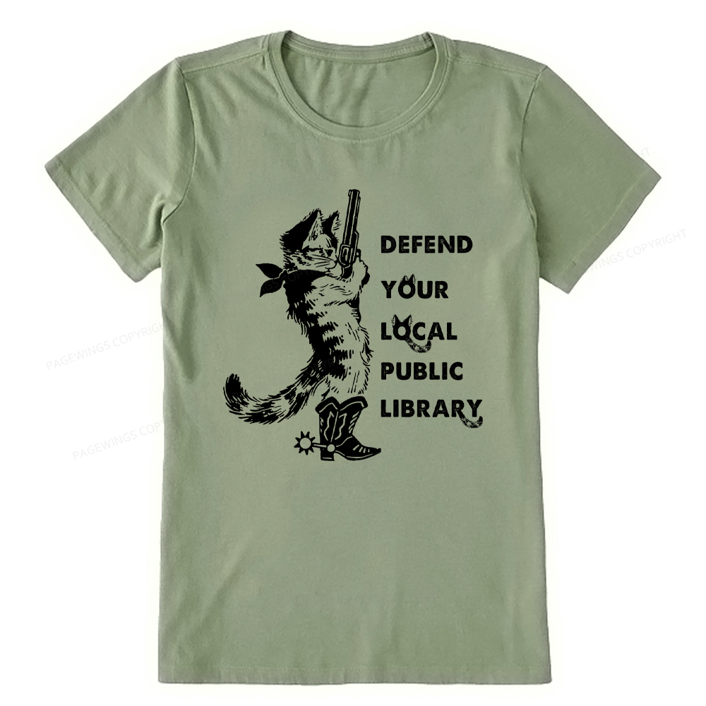 Pagewings Cat Defend Your Local Public Library Unisex Classic T-shirt