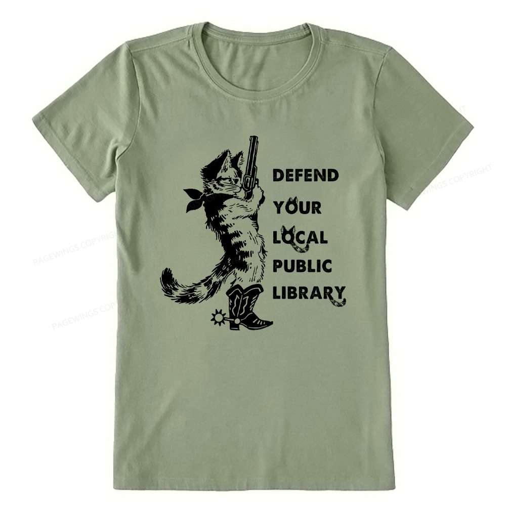 Pagewings Cat Defend Your Local Public Library Unisex Classic T-shirt