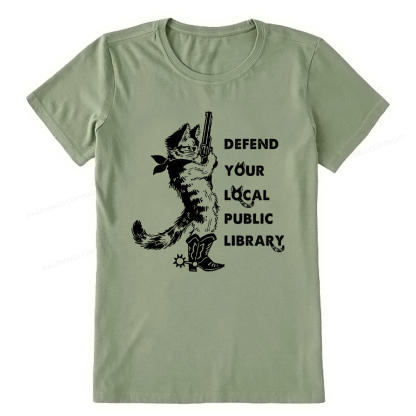 Pagewings Cat Defend Your Local Public Library Unisex Classic T-shirt