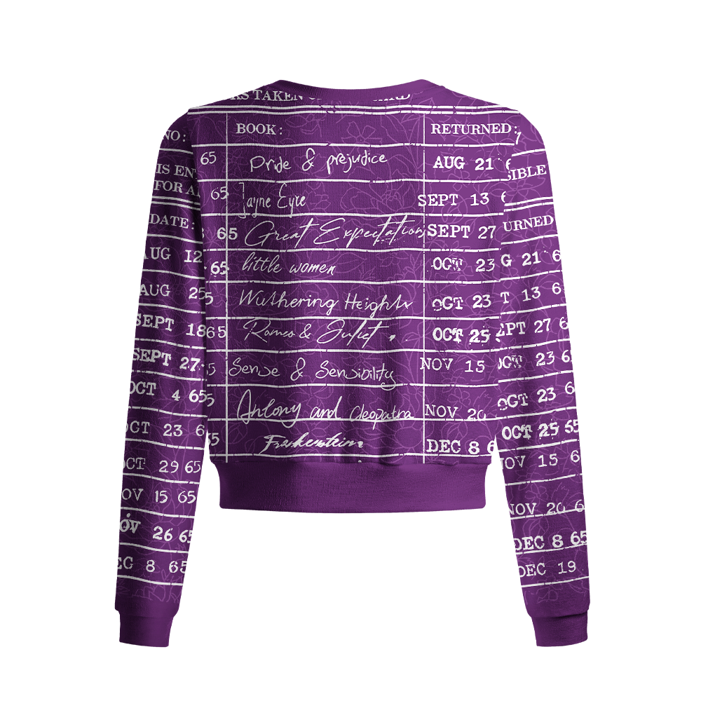 Pagewings Library Card Crew Neck Cardigan Sweaters