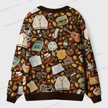 Pagewings Pumpkin Reading Season Unisex Ugly Cardigan Sweaters