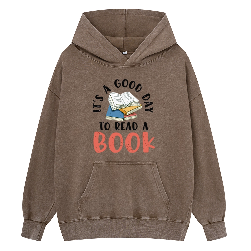 Pagewings It’s a Good Day to Read a Book Unisex Washed Hoodie