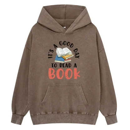 Pagewings It’s a Good Day to Read a Book Unisex Washed Hoodie