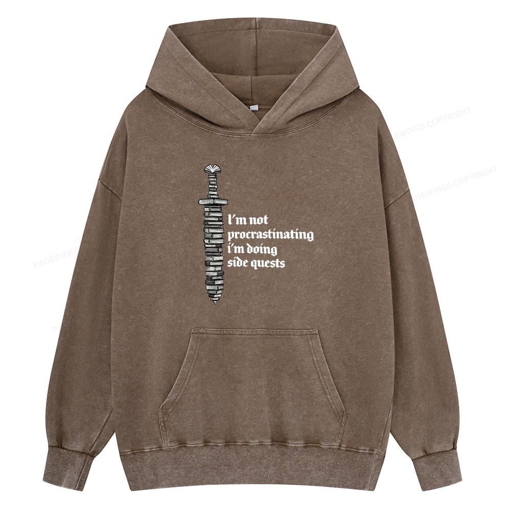 Pagewings I'm Doing Side Quests Unisex Washed Hoodie