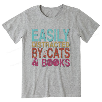 Pagewings Easily Distracted By Cats And Books Unisex Classic T-shirt