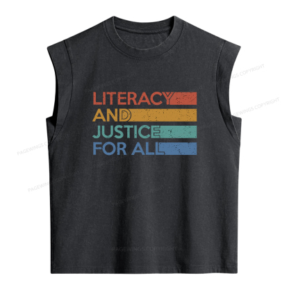 Pagewings Literacy and Justice For All  Women's Washed Tank Top