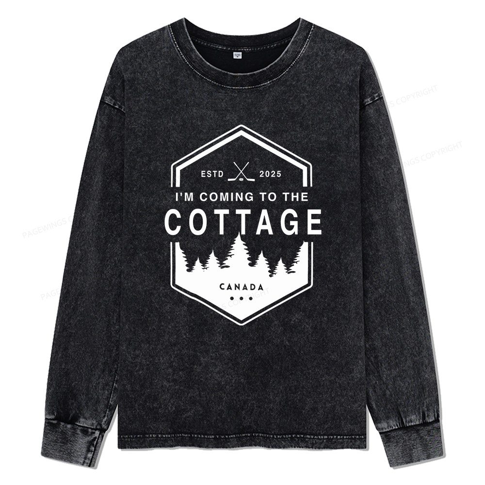 Pagewings Coming To The Cottage Unisex Washed Long Sleeve T-shirt