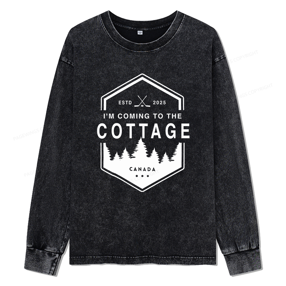 Pagewings Coming To The Cottage Unisex Washed Long Sleeve T-shirt