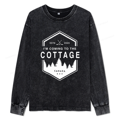 Pagewings Coming To The Cottage Unisex Washed Long Sleeve T-shirt