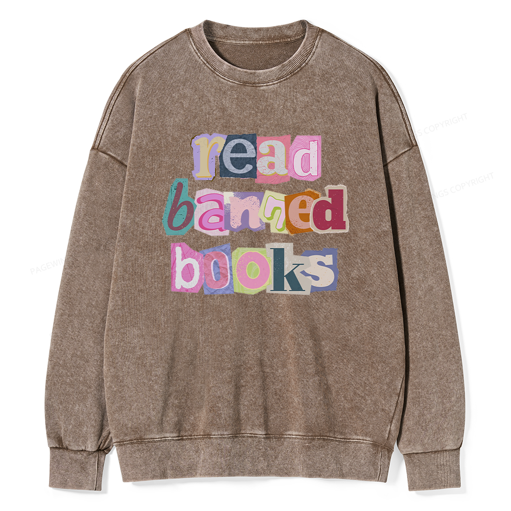 Pagewings Read Banned Books Unisex Washed Sweatshirt