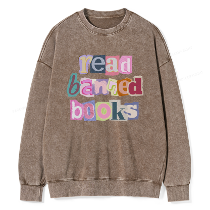 Pagewings Read Banned Books Unisex Washed Sweatshirt
