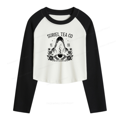 Pagewings Suriel Tea Co Women Long Sleeve Crop Raglan T-shirt