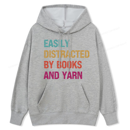 Pagewing Easily Distracted By Books And Yarn  Unisex Classic Hoodie