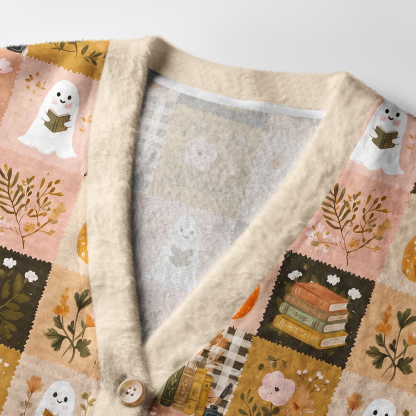 Pagewings Halloween Bookish Light Knit Unisex Cardigan Sweaters