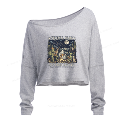 Pagewings National Parks After Dark Slouchy Long Sleeve Off Shoulder T-shirt