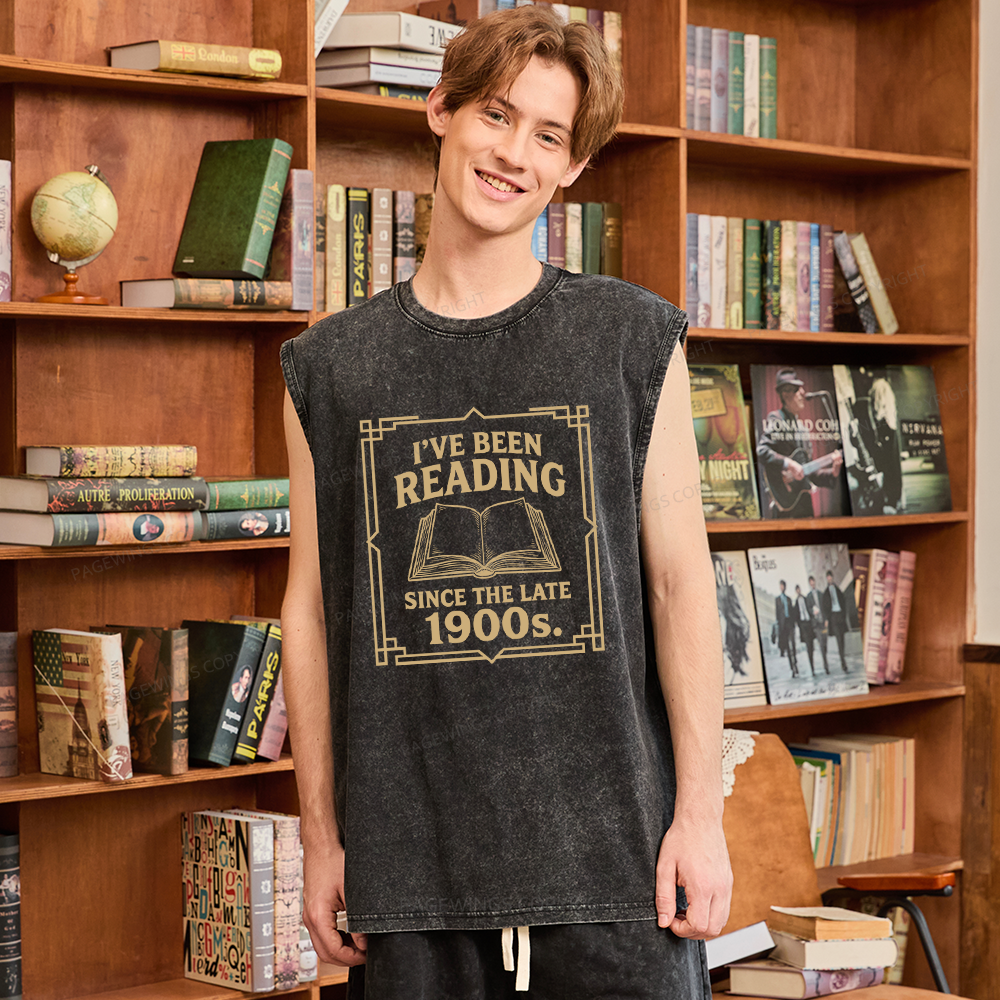 Pagewings I’ve Been Reading Since The Late 1900s Unisex Washed Tank Top