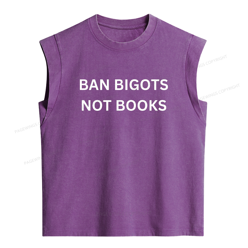 Pagewings Ban Bigots Not Books Women's Washed Tank Top