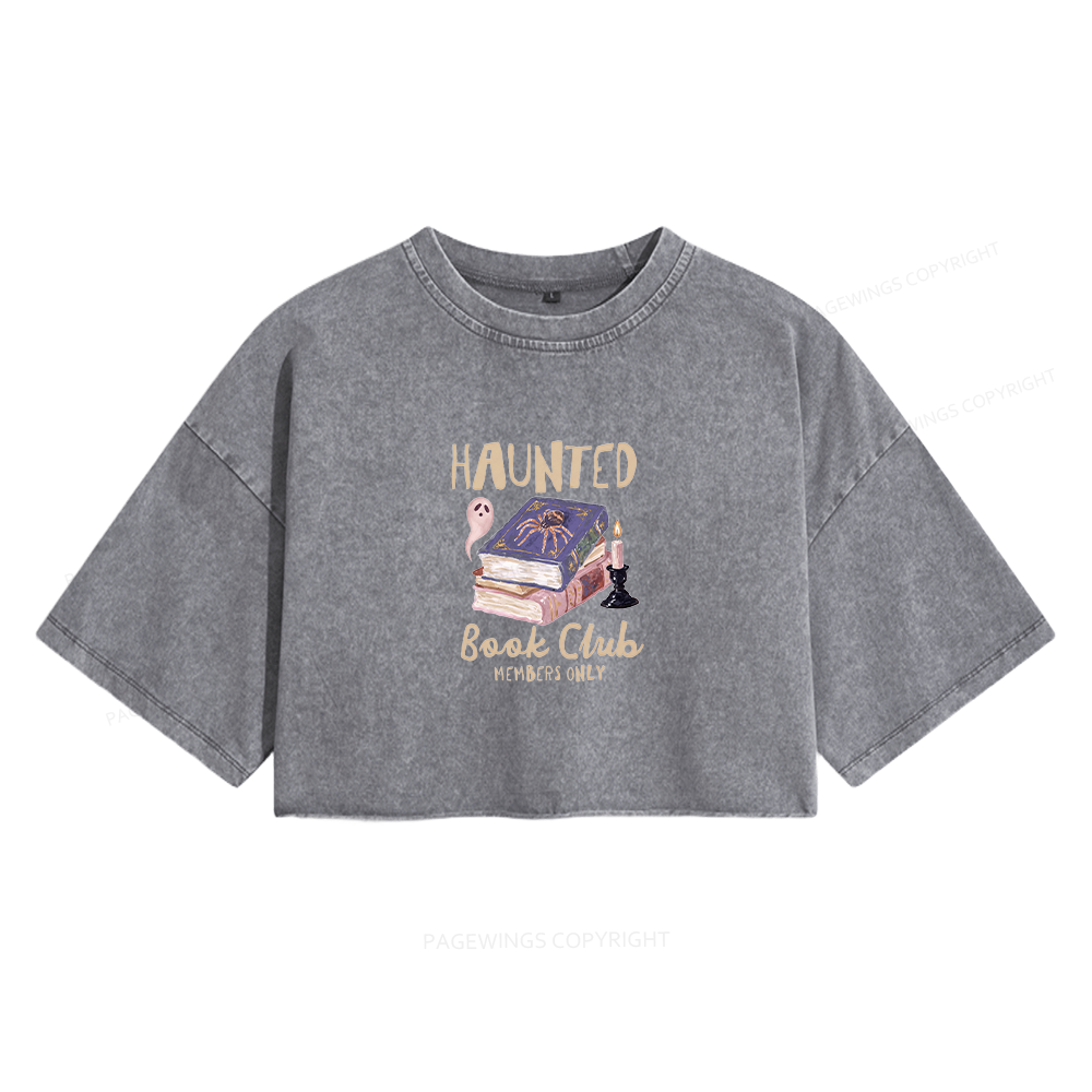 Pagewings Haunted Book Women's Washed Cropped T-shirt