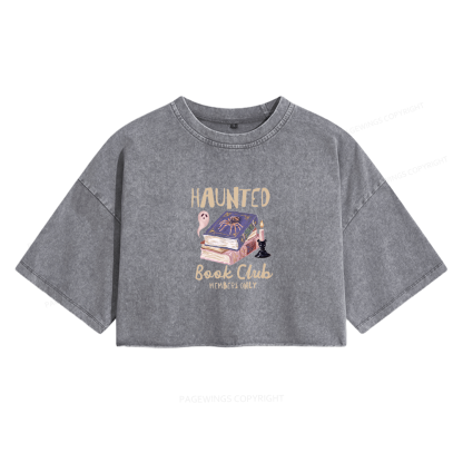Pagewings Haunted Book Women's Washed Cropped T-shirt
