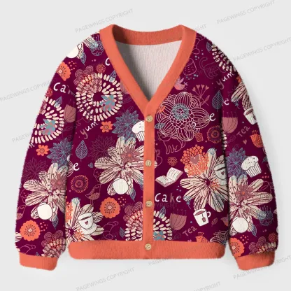 Pagewings Cakes And Books Unisex Ugly Cardigan Sweaters