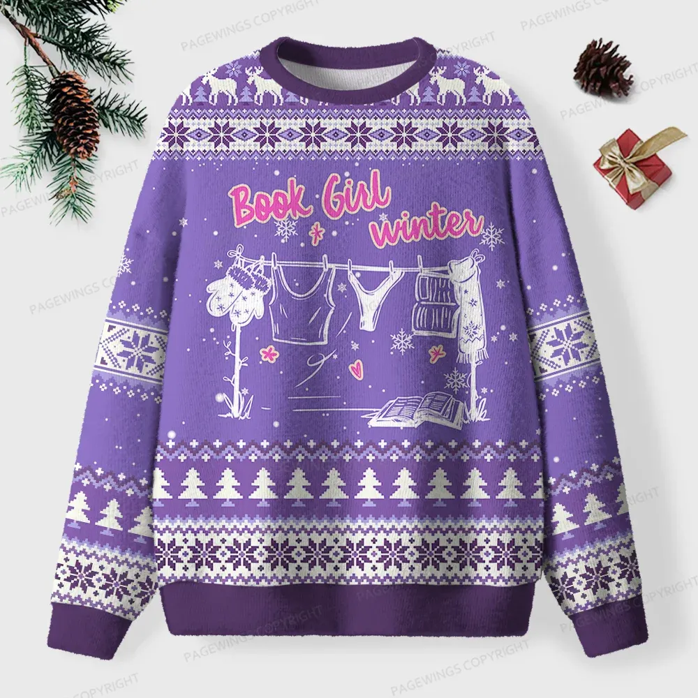 Pagewings Book Girl Winter Unisex Ugly Sweatshirt