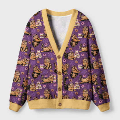 Pagewings God Dammit Donut Light Knit Unisex Cardigan Sweaters