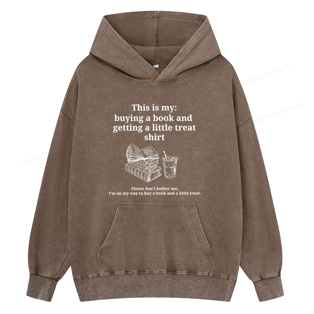 Pagewings Buying A Book And Getting A Little Treat Unisex Washed Hoodie