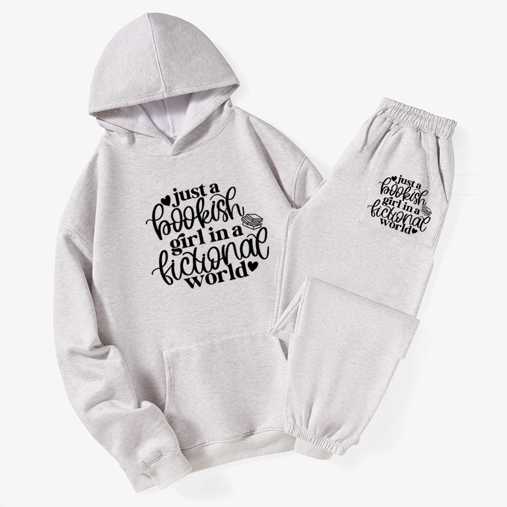 Pagewings Just A Bookish Girl In A Fictional World Unisex Fleece Hoodie Set
