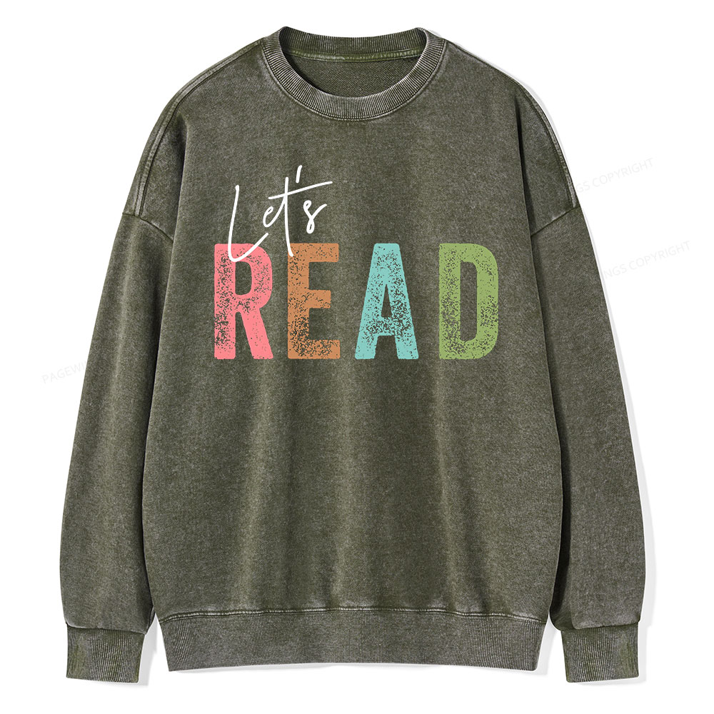 Pagewings Let's Read Unisex Washed Sweatshirt