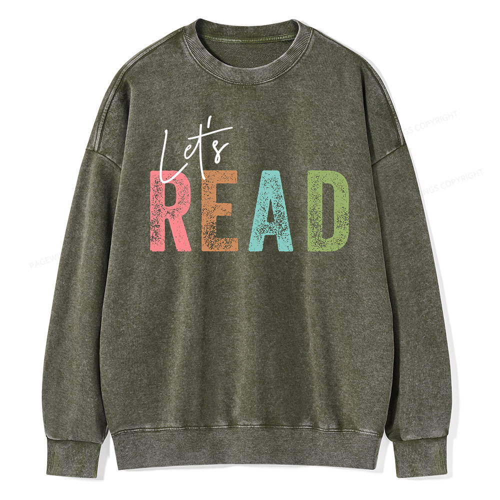Pagewings Let's Read Unisex Washed Sweatshirt