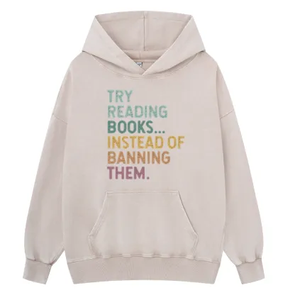 Pagewings Try Reading Books Unisex Washed Hoodie