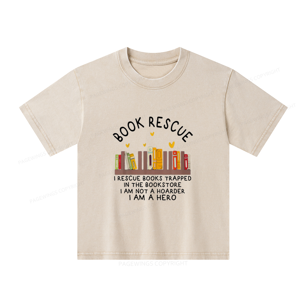 Pagewings Book Rescue Unisex Kids Washed T-shirt
