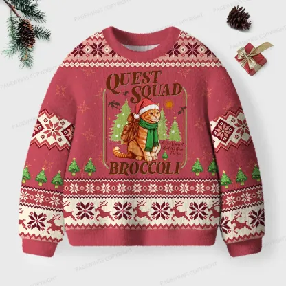 Pagewings Quest Squad Broccoli Unisex Ugly Knit Sweatshirt