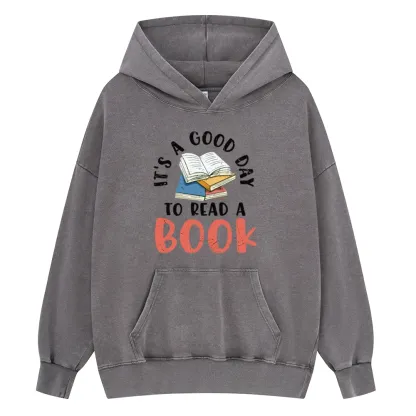 Pagewings It’s a Good Day to Read a Book Unisex Washed Hoodie