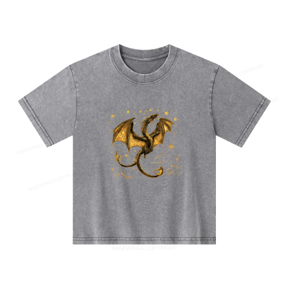 Pagewings Fantasy Dragon Unisex Kids Washed T-shirt