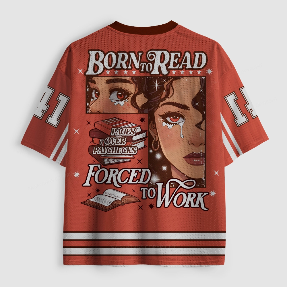 Pagewings Born To Read Forced To Work Unisex Mesh Jersey