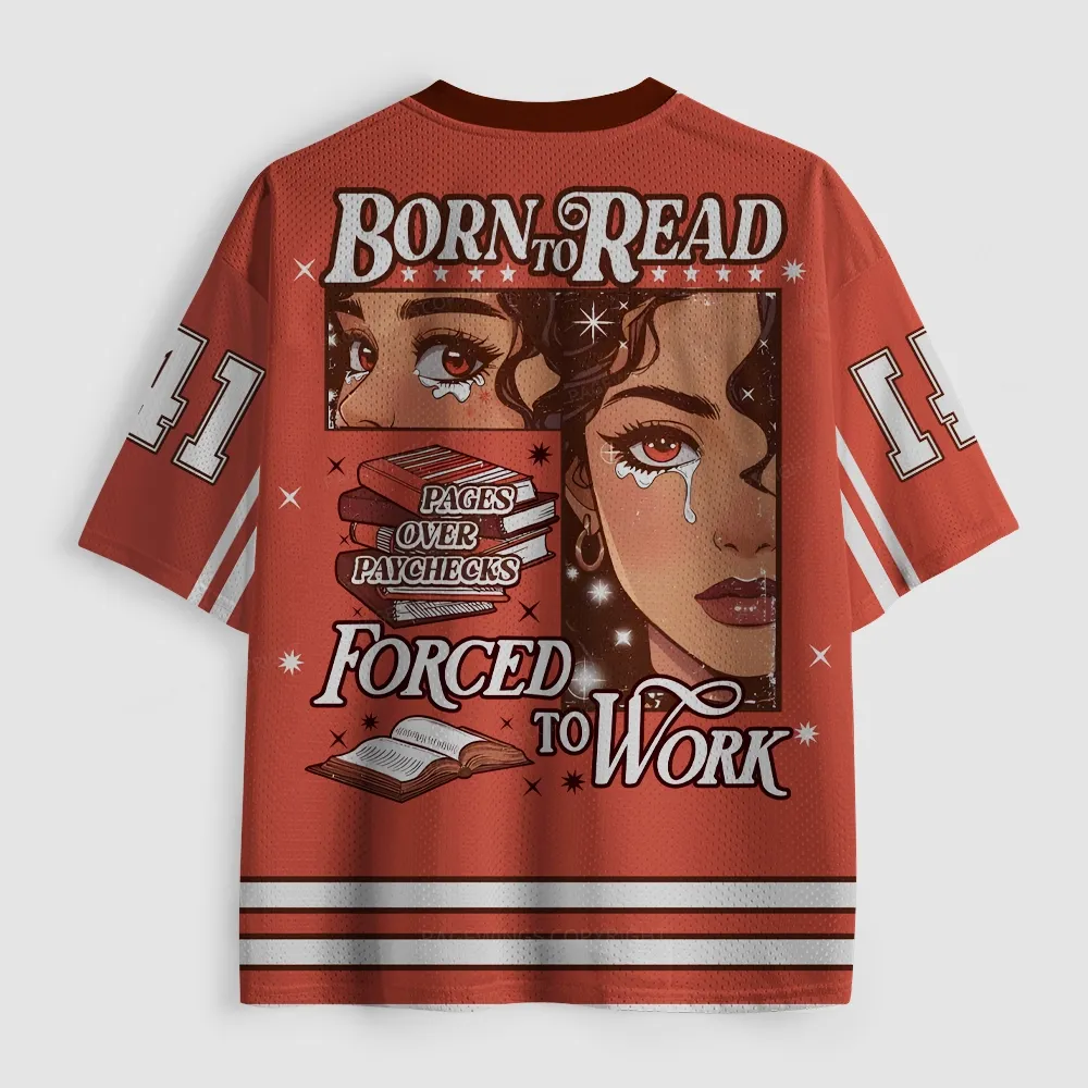 Pagewings Born To Read Forced To Work Unisex Mesh Jersey