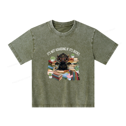 Pagewings Not Hoarding Books Cute Dragon Reading Unisex Kids Washed T-shirt