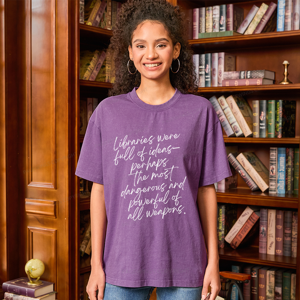 Pagewings Libraries Were Full Of Ideas Unisex Washed T-shirt