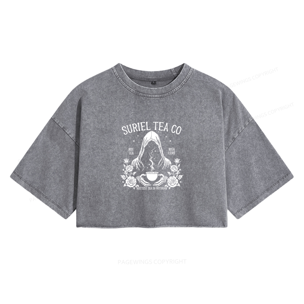 Pagewings Fantasy Reader Women's Washed Cropped T-shirt