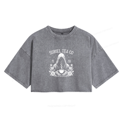 Pagewings Fantasy Reader Women's Washed Cropped T-shirt