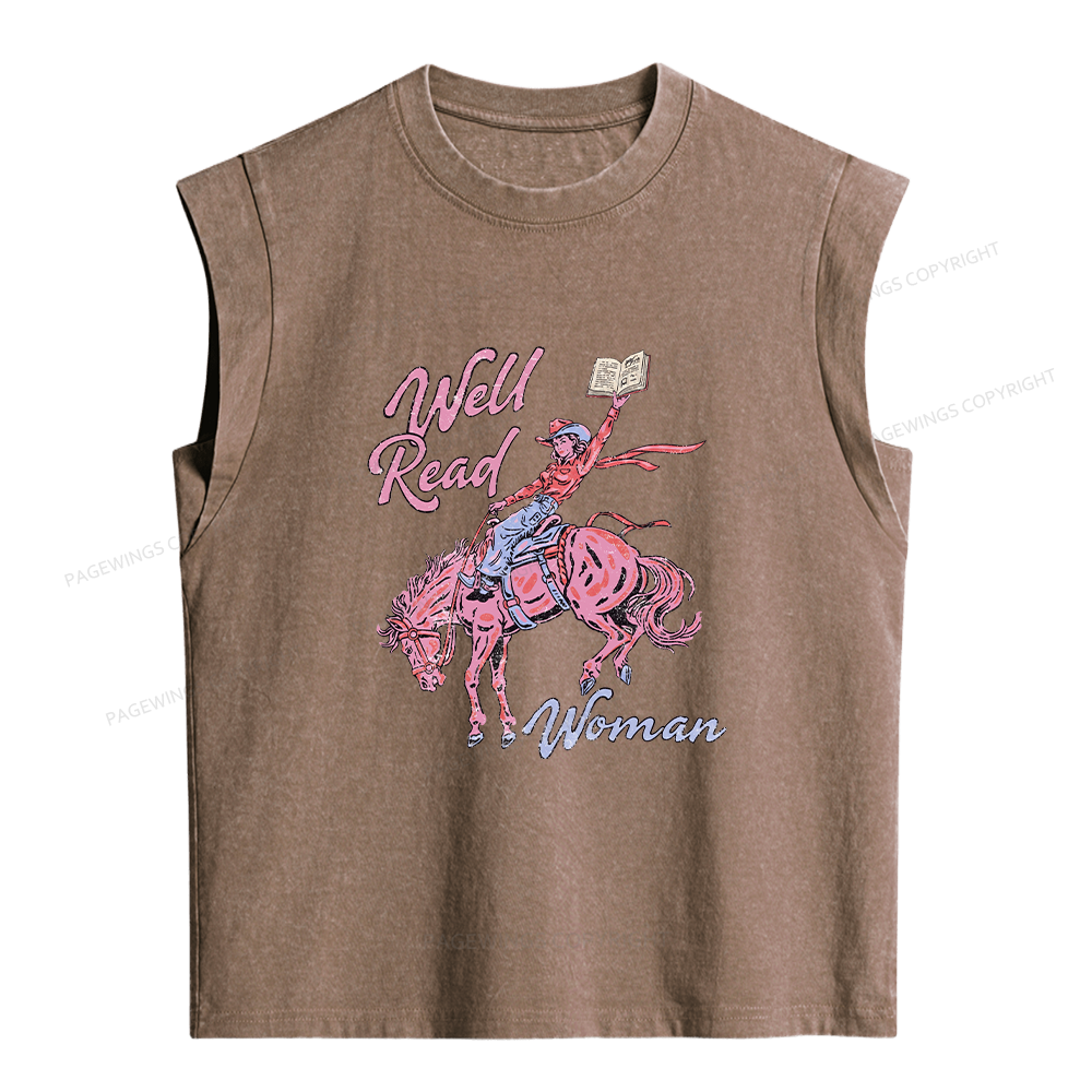 Pagewings Well Read Woman Women's Washed Tank Top