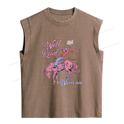Pagewings Well Read Woman Women's Washed Tank Top