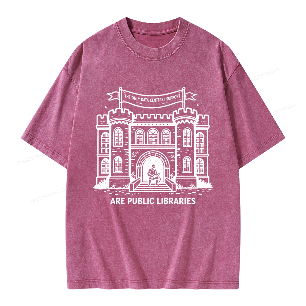 Pagewings I Support Are Public Libraries Unisex Washed T-shirt