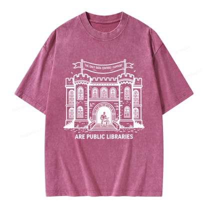 Pagewings I Support Are Public Libraries Unisex Washed T-shirt